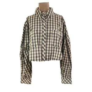 BDG cropped plaid shirt. Black and white.